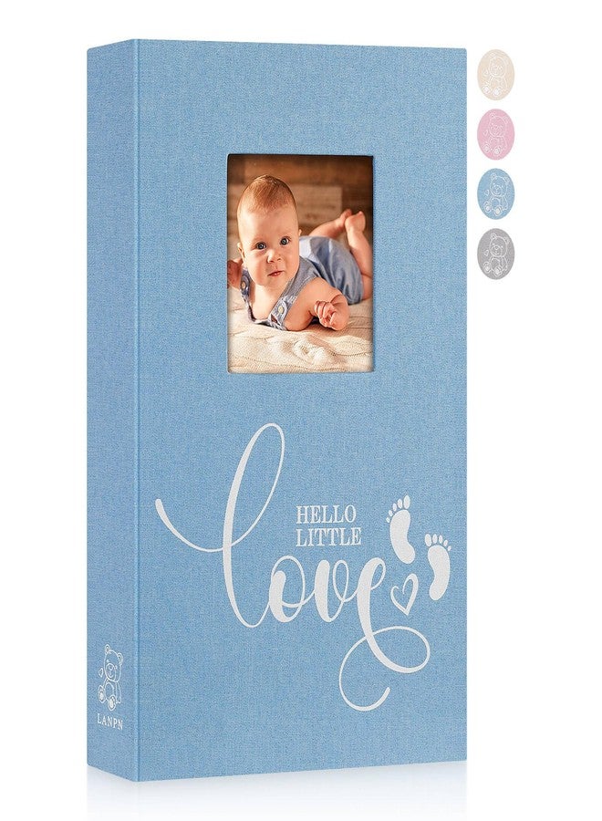 Lanpn Baby Photo Album 4x6 300 Pockets, Linen Hardcover Newborn Memory Book with Memo Writing Area, Bebe Photobook, Slip-in Picture Book, Ultrasound Album Keepsake Gifts for Boy Baby Shower Blue - Image 1